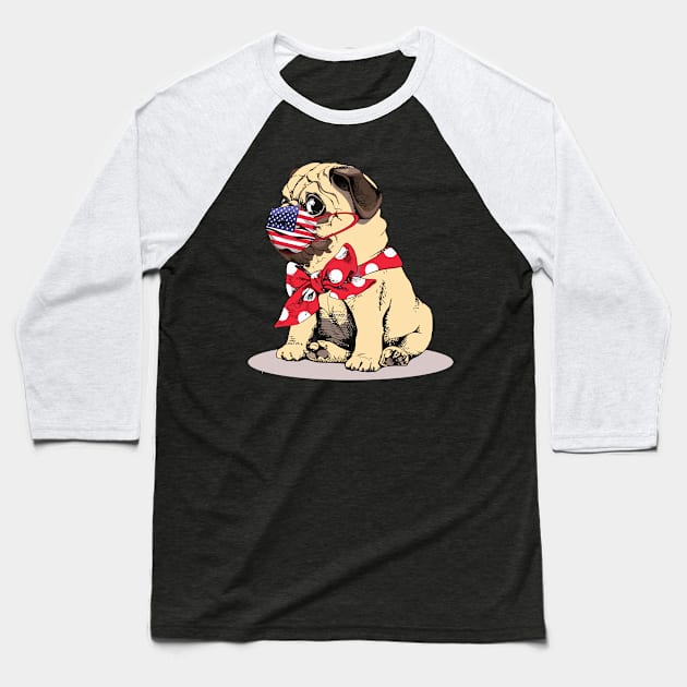 Pug Baseball T-Shirt by BishBashBosh